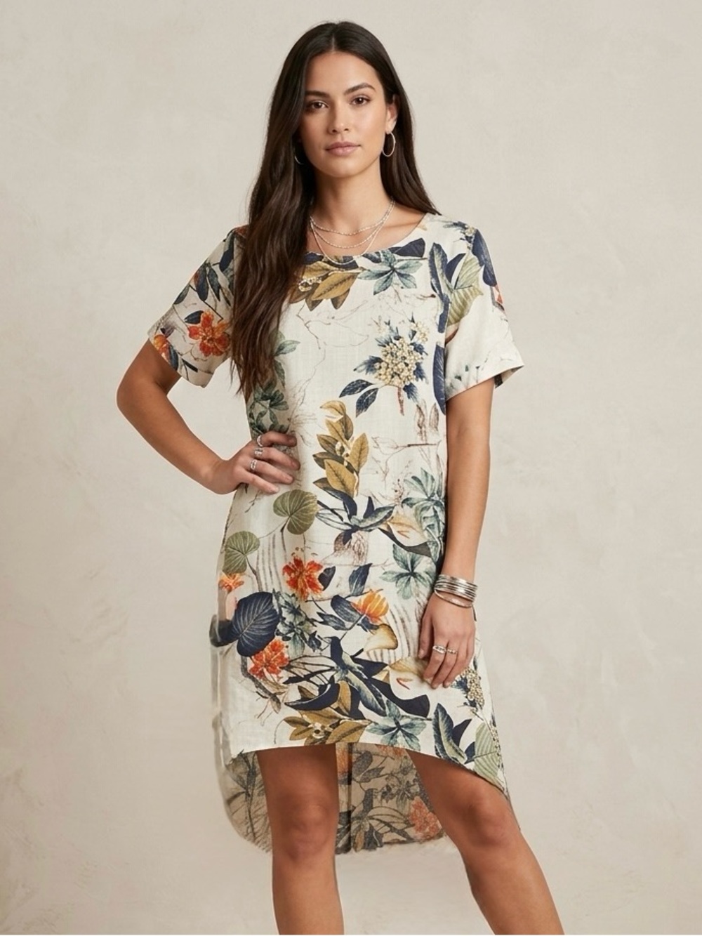 Cupshe Tropical Floral Short Sleeve Dress
